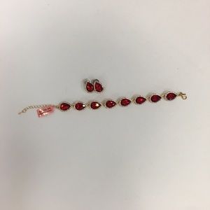 NWT Red Gold Bracelet earrings with Cz Diamonds